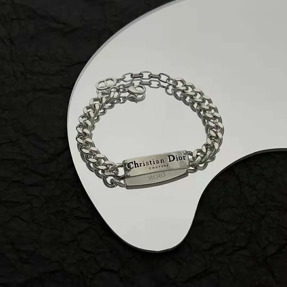 Dior Christian Dior Couture Chain Link Bracelet Silver for Men in Finish Brass