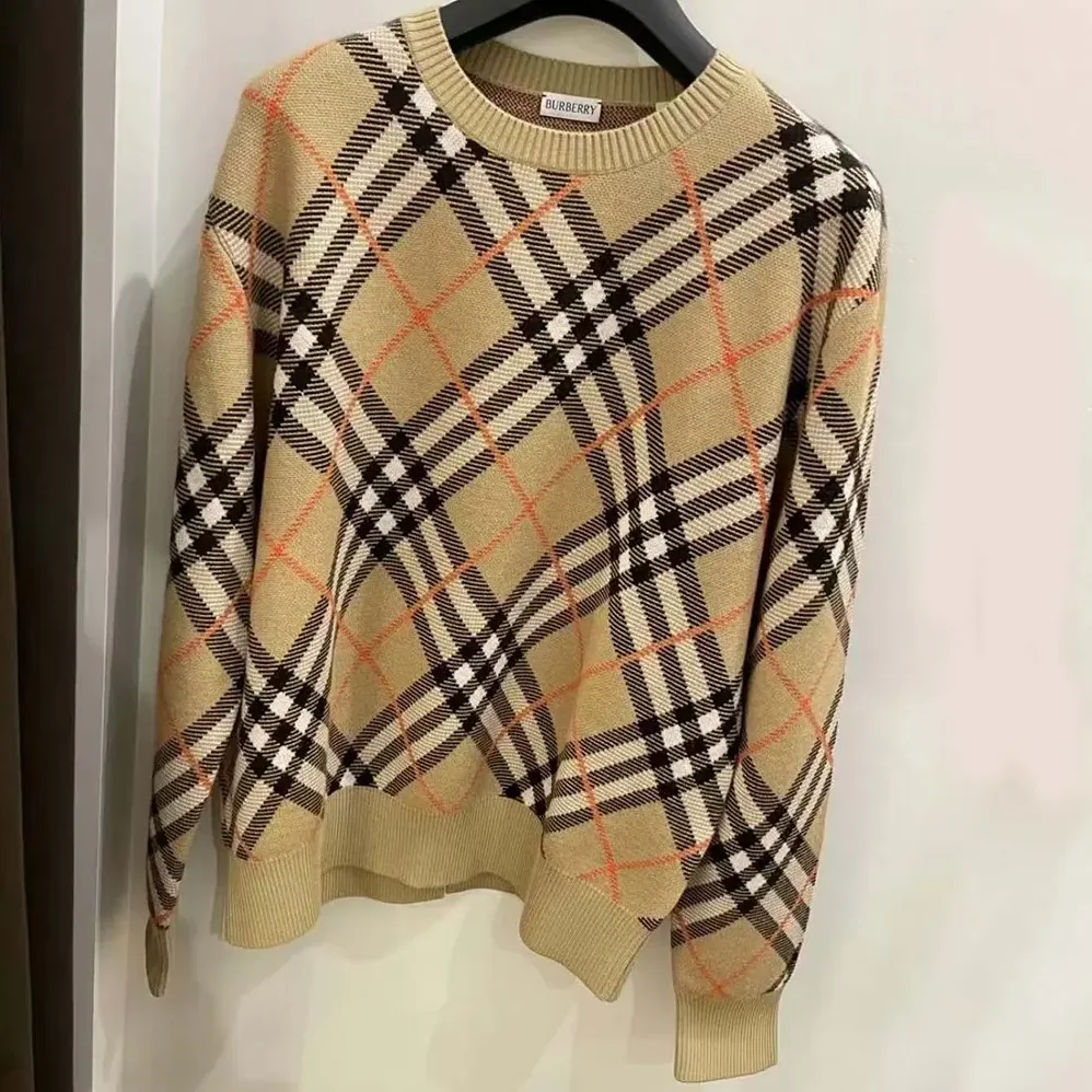 Burberry Check Wool Blend Sweater for Women Burberry Check Wool Blend Sweater for Women