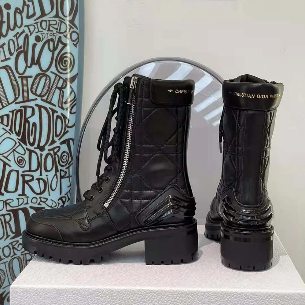 Dior D-Leader Ankle Boot Black Quilted Cannage Calfskin for Women