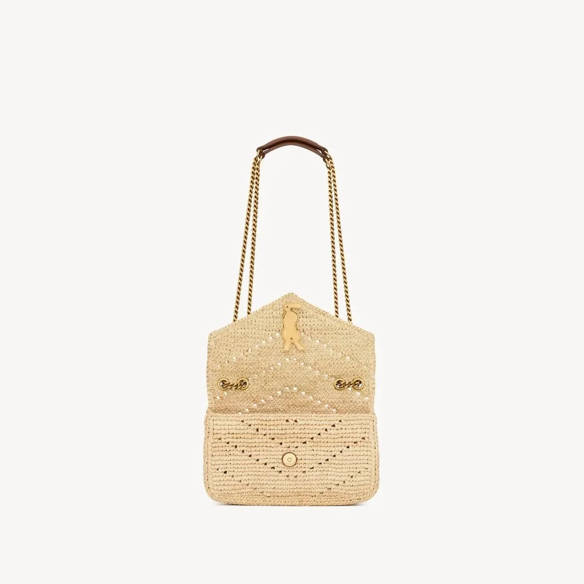 Saint Laurent Loulou Mini Shoulder Bag in Beige Raffia Gold Hardware Saint Laurent Loulou Mini Shoulder Bag in Beige Raffia Gold Hardware