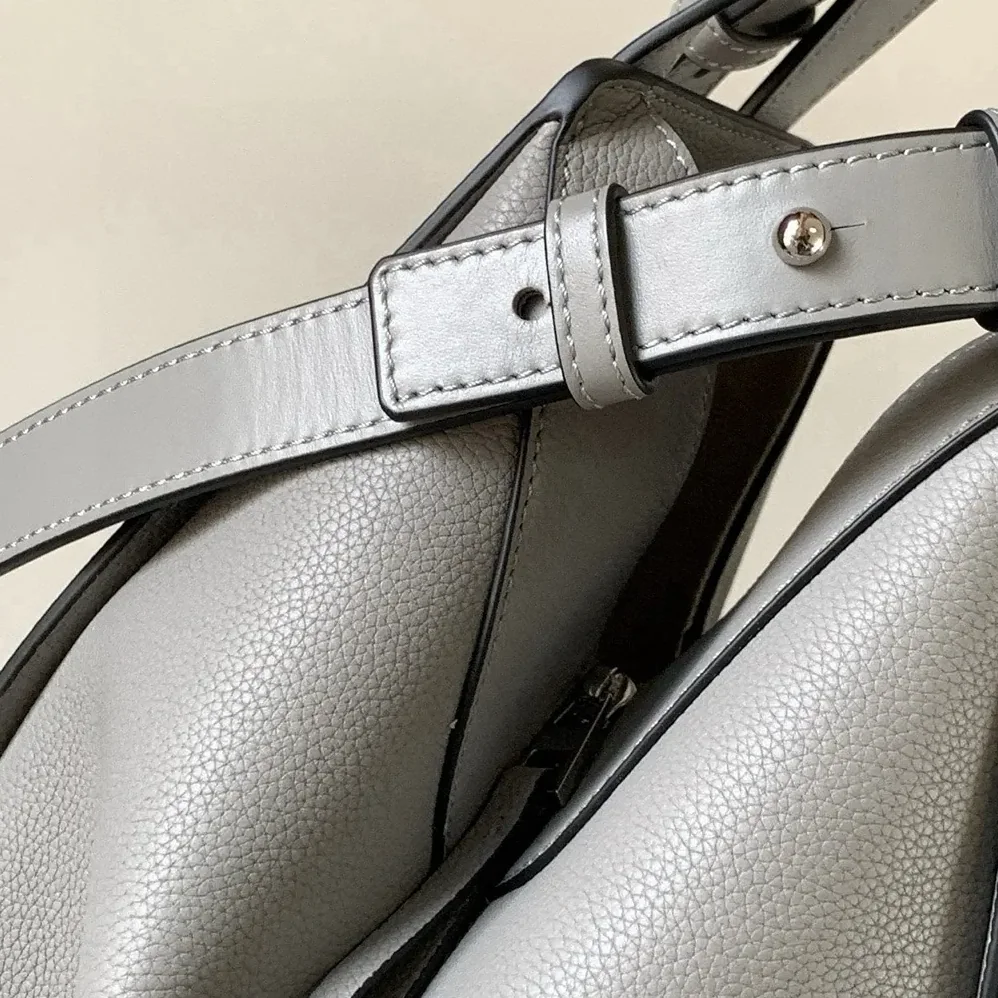 Loewe Compact Hammock Bag in Soft Grained Calfskin for Unisex in Silver