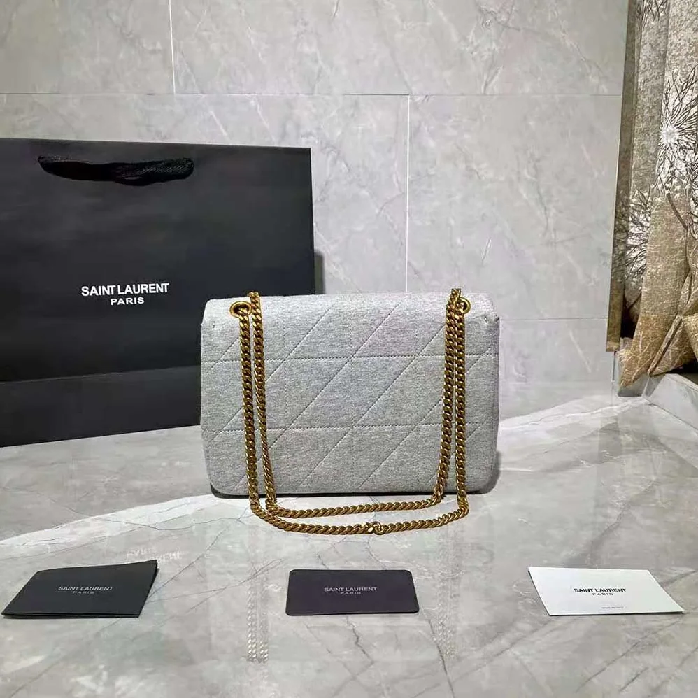 Saint Laurent YSL Jamie Medium Carre Rive Gauche in Jersey for Women in Silver