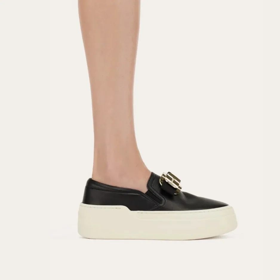 Ferragamo New Vara Plate Slip On Sneakers Black Ferragamo New Vara Plate Slip On Sneakers Black