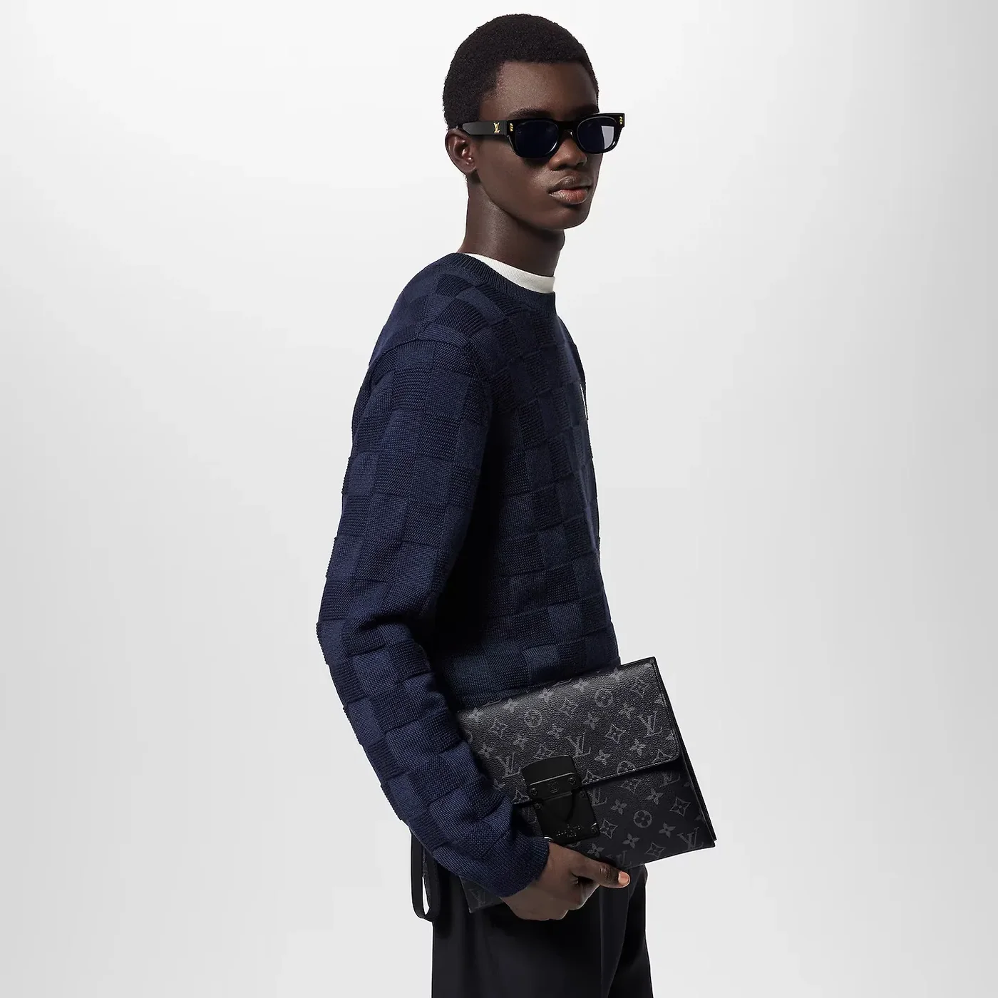 Louis Vuitton Pochette S-Lock Pouch / Black Monogram Eclipse Canvas Black Hardware
