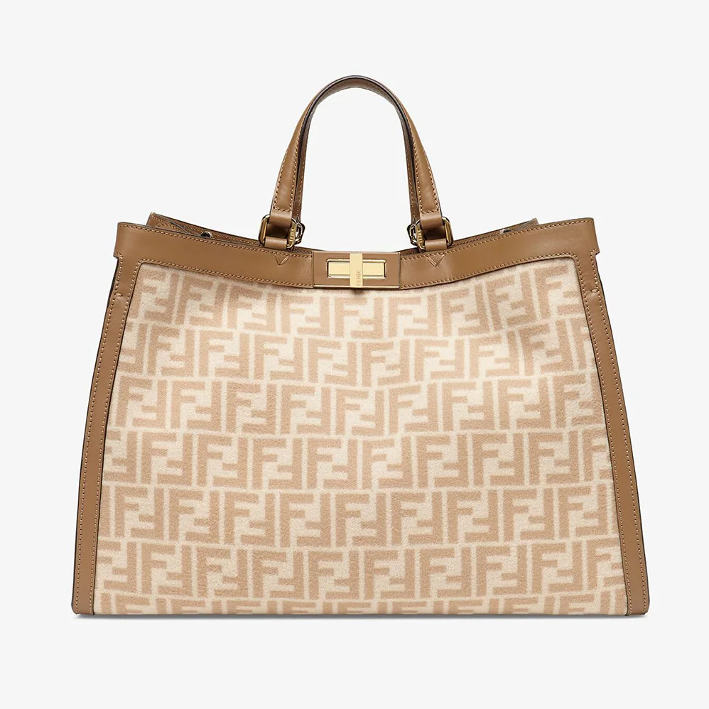 Fendi Medium Peekaboo X-Tote Beige FF Wool Bag for Women Fendi Medium Peekaboo X-Tote Beige FF Wool Bag for Women