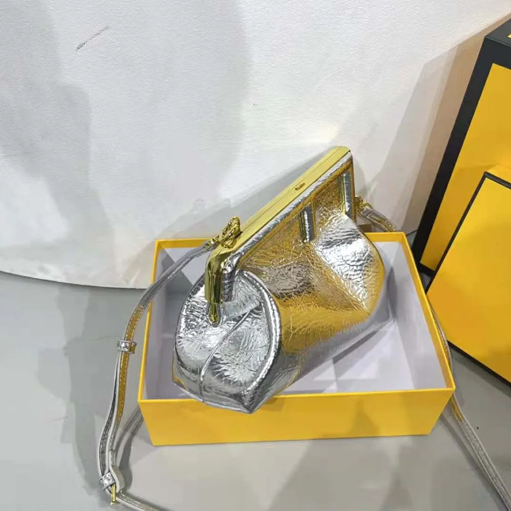 Fendi First Small Silver Laminated Leather Bag for Women Fendi First Small Silver Laminated Leather Bag for Women
