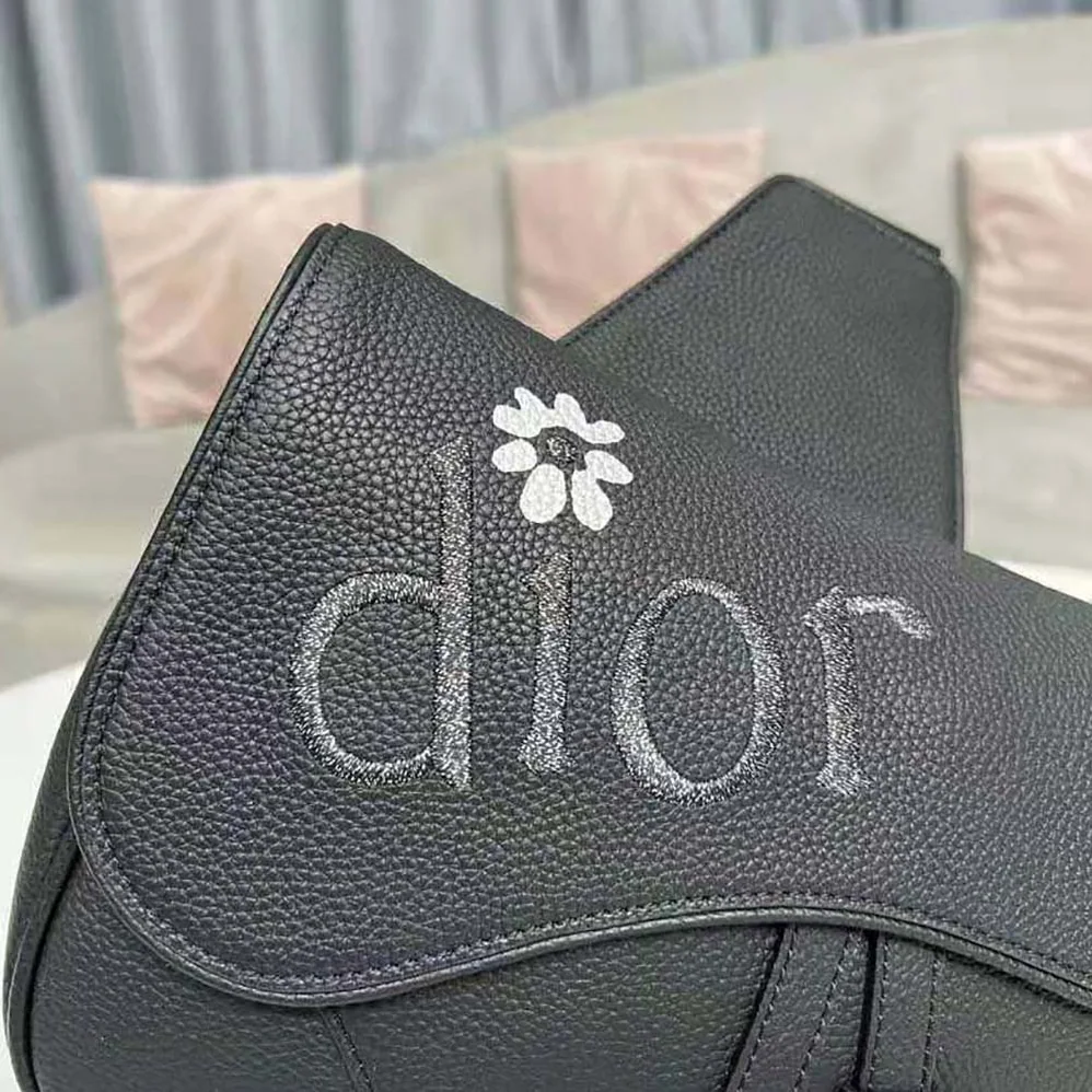 Dior By Erl Saddle Bag Black Grained Calfskin for Men Dior By Erl Saddle Bag Black Grained Calfskin for Men
