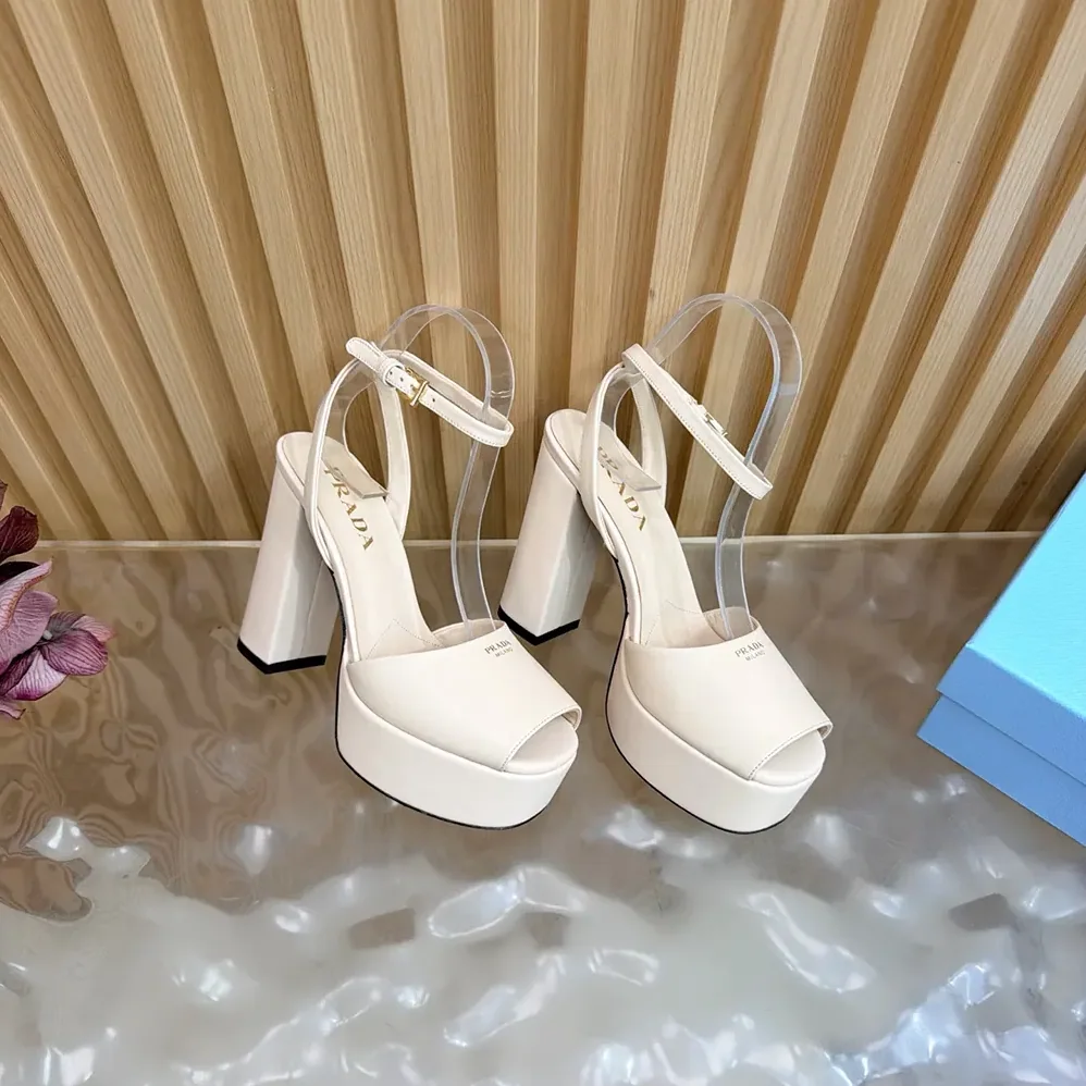 Prada Nappa Leather Platform Sandals for Women in White Prada Nappa Leather Platform Sandals for Women in White