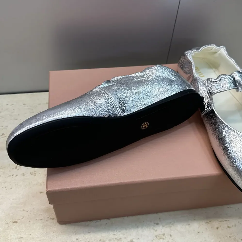 Miu Miu Ruches Mordoré Nappa Leather Ballerinas for Women