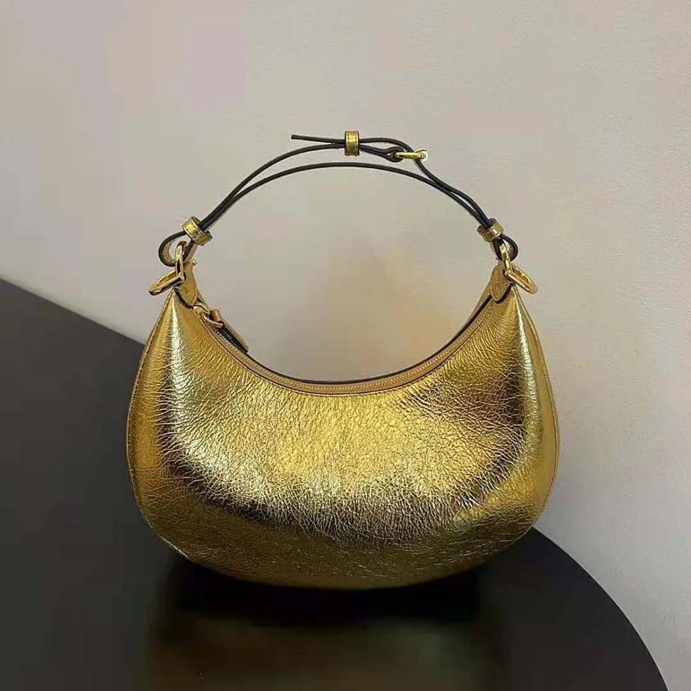 Fendi Fendigraphy Small Gold Laminated Leather Bag for Women