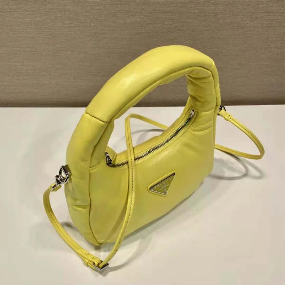 Prada Soft Padded Nappa Leather Mini-Bag for Women in Yellow Prada Soft Padded Nappa Leather Mini-Bag for Women in Yellow