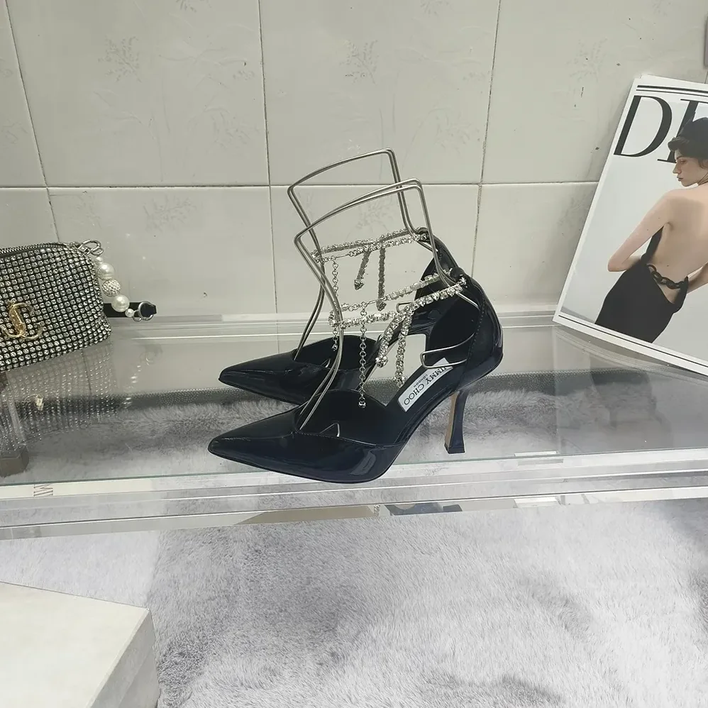 Jimmy Choo Stevie 100 Black Patent Leather Pumps for Women