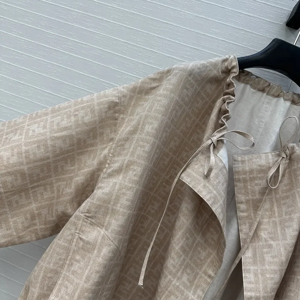 Fendi Beige FF Chambray Jacket for Women Fendi Beige FF Chambray Jacket for Women