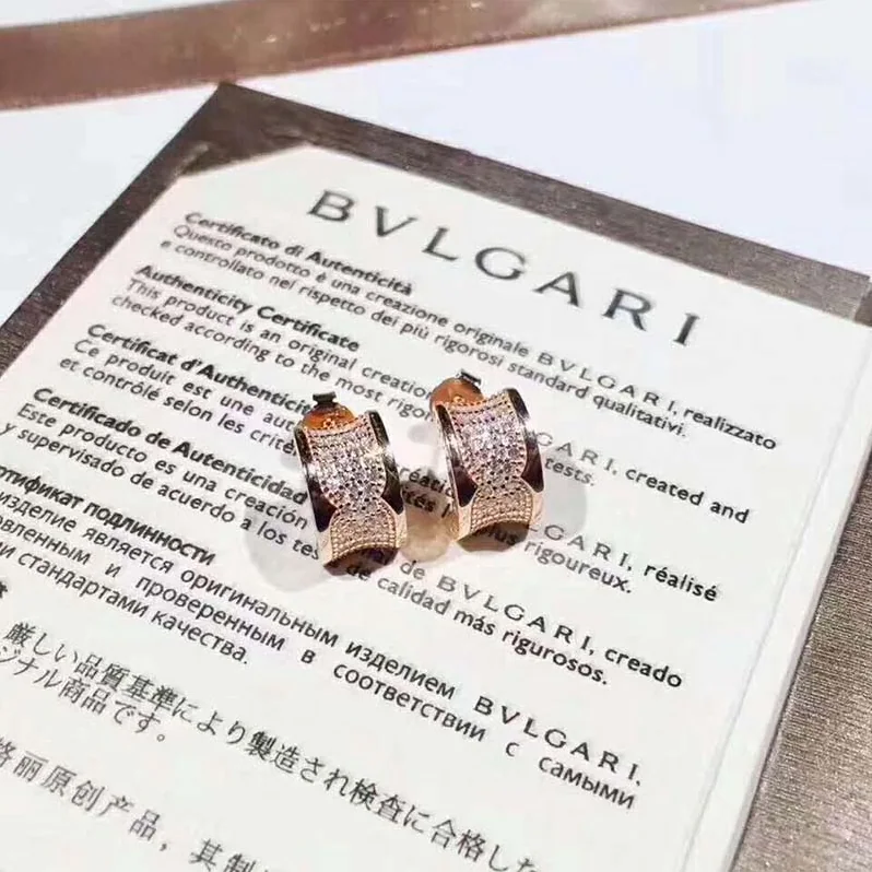 Bvlgari B.zero1 Earrings 18 KT Rose Gold Set Pave Diamonds for Women in Gold Bvlgari B.zero1 Earrings 18 KT Rose Gold Set Pave Diamonds for Women in Gold