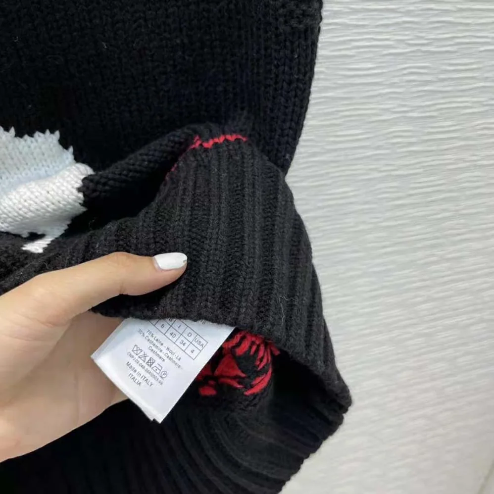 Dior Dioramour Sleeveless Sweater Black White and Red Wool and Cashmere for Women