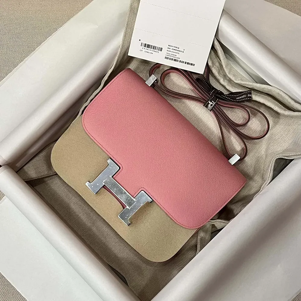 Hermes Constance 24 Bag Epsom Leather for Women in Pink/Silver Hermes Constance 24 Bag Epsom Leather for Women in Pink/Silver