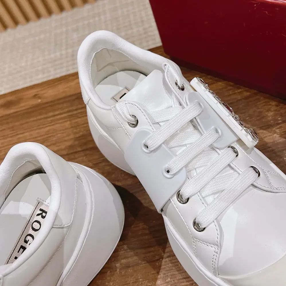 Roger Vivier Viv Skate Sneakers In Calfskin Nappa Leather White for Women Roger Vivier Viv Skate Sneakers In Calfskin Nappa Leather White for Women