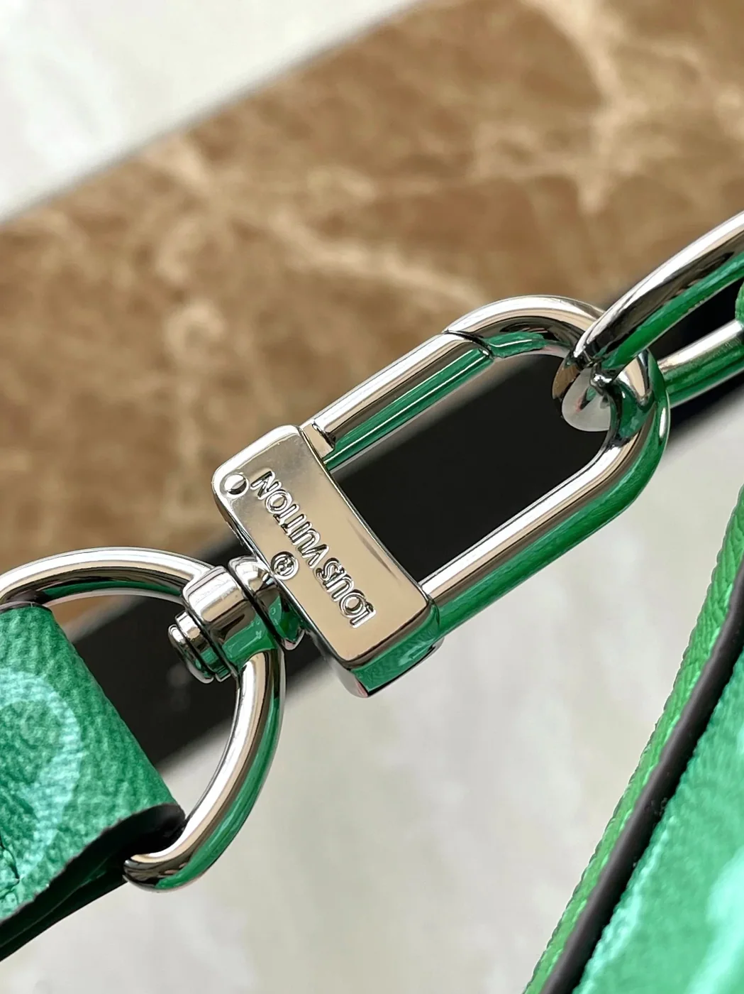 Louis Vuitton Keepall Bandouliere 45 Travel Bag in Green Silver Hardware