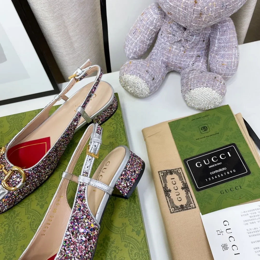 Gucci Lovelight Slingback Mid-Heel With Horsebit Multicolor GG Gucci Lovelight Slingback Mid-Heel With Horsebit Multicolor GG