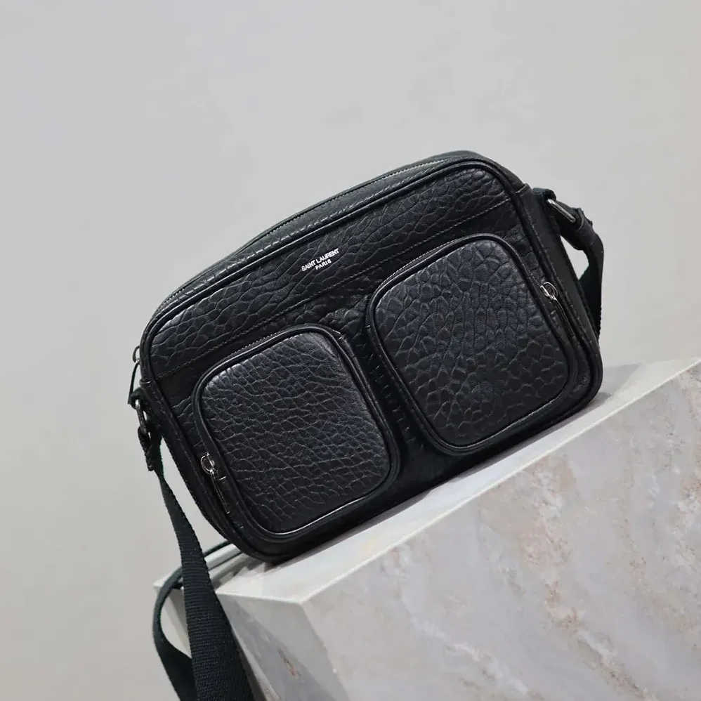 Saint Laurent YSL City Saint Laurent Camera Bag in Grained Leather for Unisex in Black
