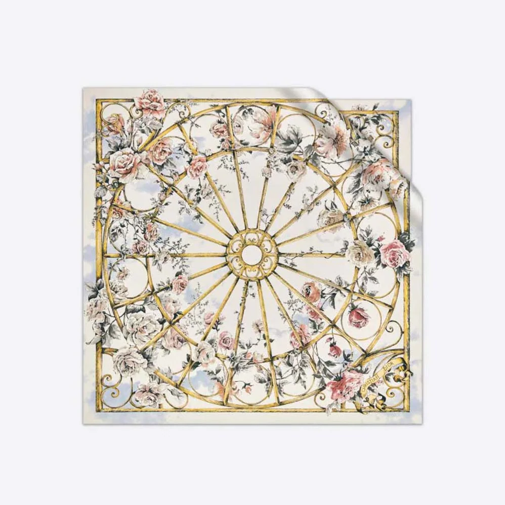 Dior Granville 90 Square Scarf White and Gray Silk Twill for Women Dior Granville 90 Square Scarf White and Gray Silk Twill for Women