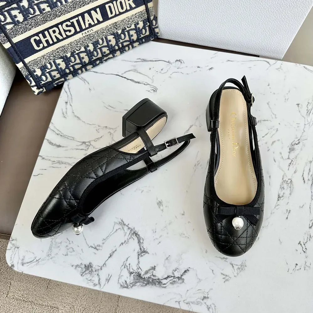 Dior Ballet Slingback Pump Black Quilted Cannage Calfskin for Women