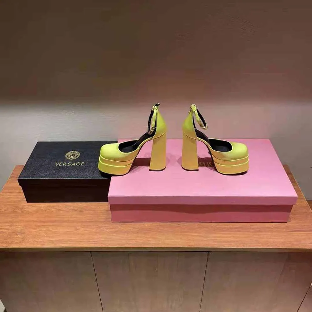 Versace Medusa Aevitas Platform Pumps for Women in Yellow