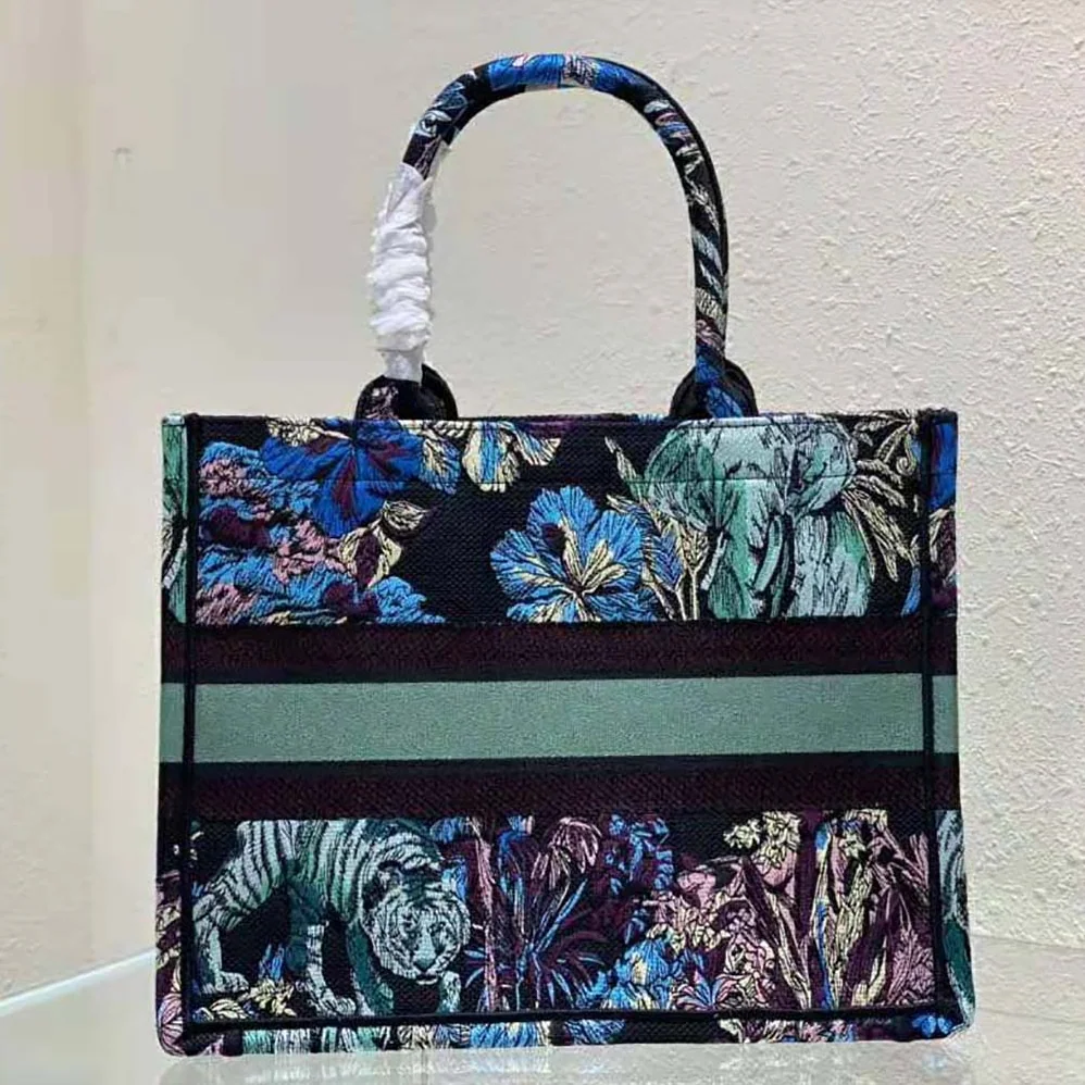 Dior Medium Dior Book Tote Blue Multicolor Toile de Jouy Voyage Embroidery for Women