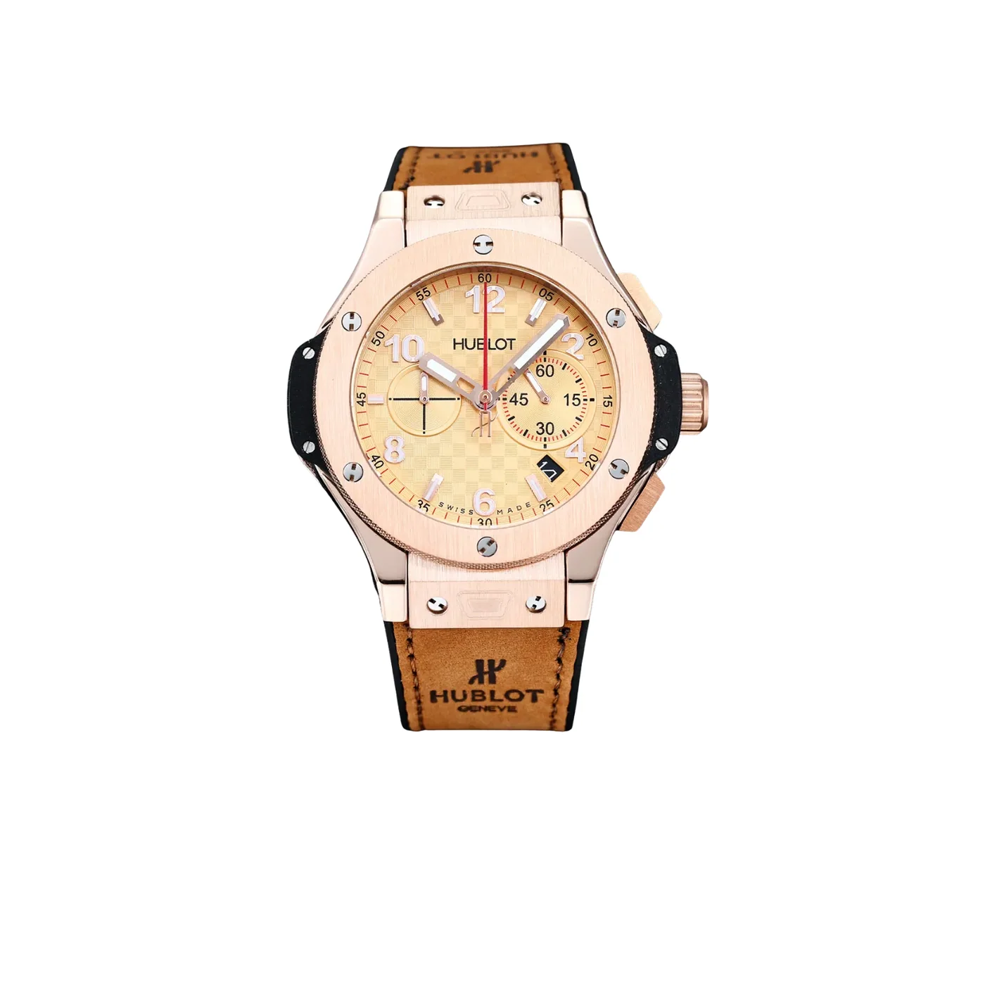 Hublot Big Bang Watch Chronograph Brown Strap Gold Dial Hublot Big Bang Watch Chronograph Brown Strap Gold Dial