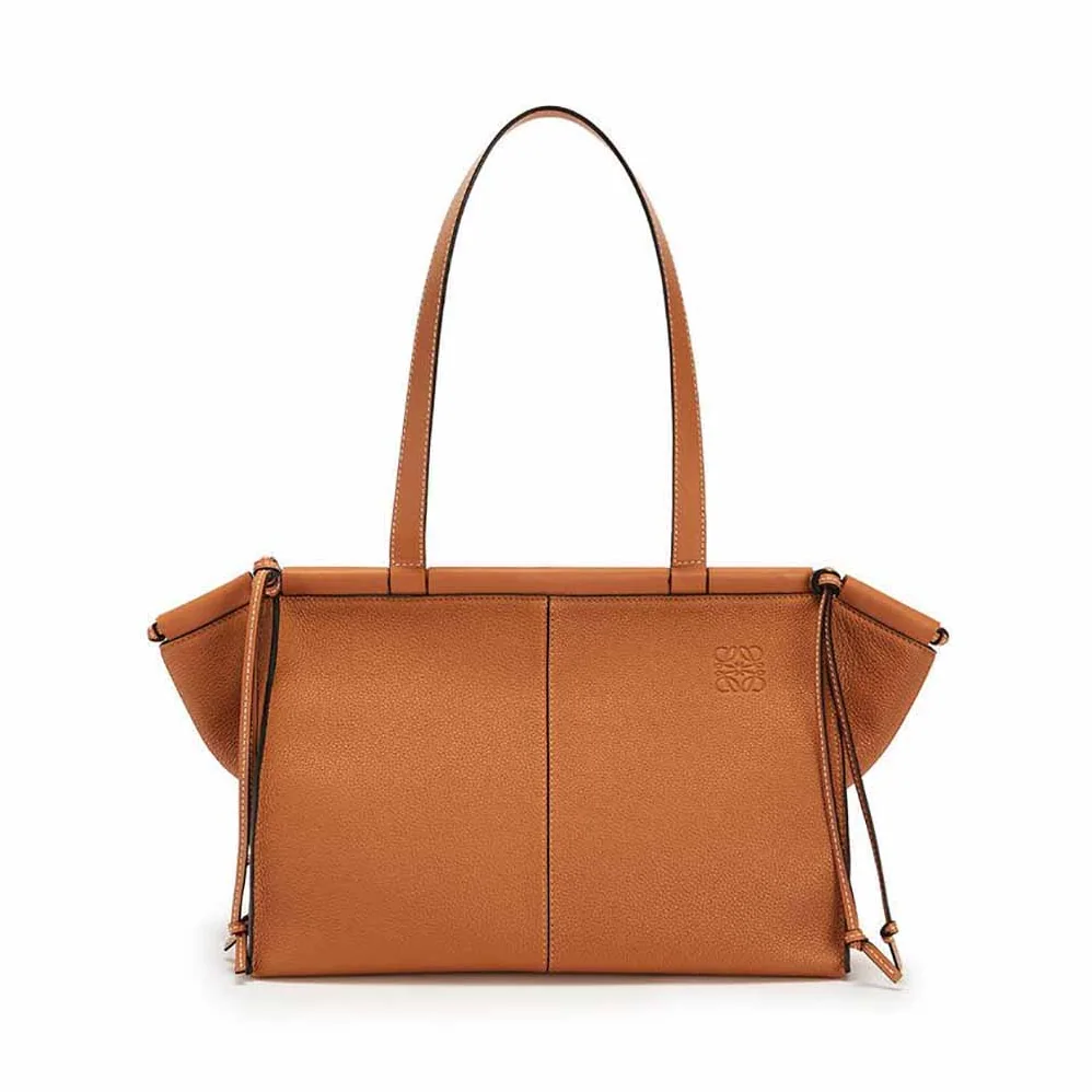 Loewe Small Cushion Tote Bag in Soft Grained Calfskin for Women in Brown