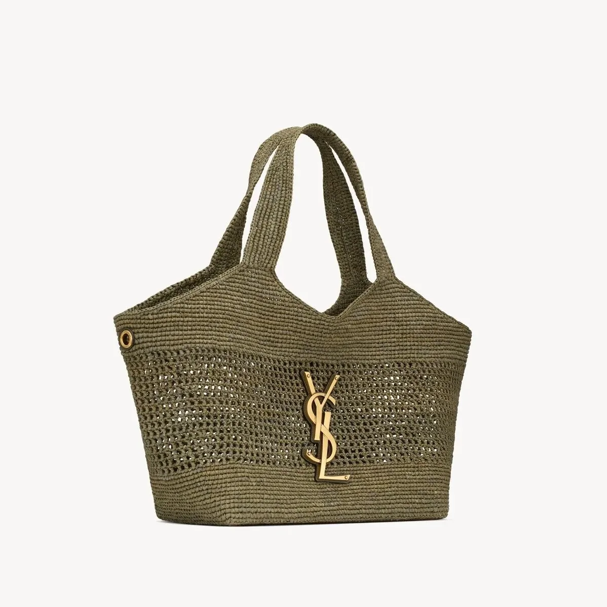 Saint Laurent Icare Medium Tote Bag / Light Musk Raffia Bronze Hardware Saint Laurent Icare Medium Tote Bag / Light Musk Raffia Bronze Hardware
