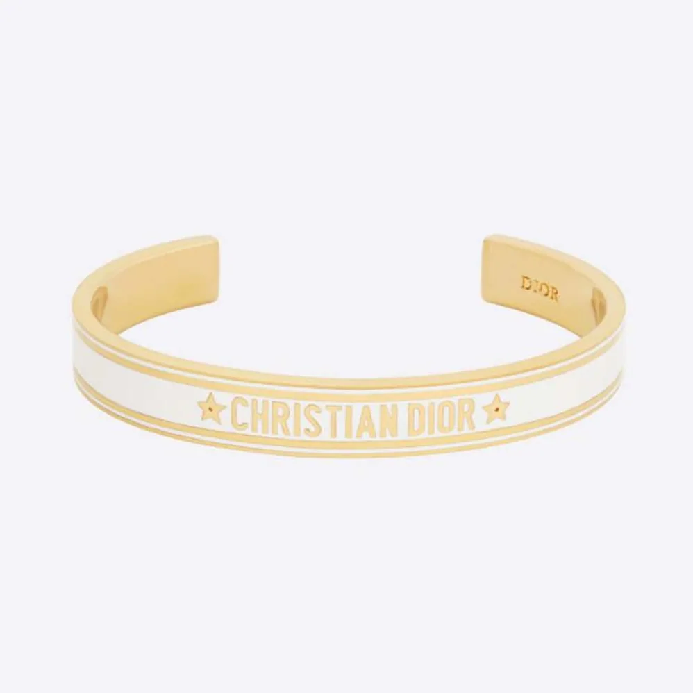 Dior Code Bangle Gold-Finish Metal and White Lacquer for Women Dior Code Bangle Gold-Finish Metal and White Lacquer for Women