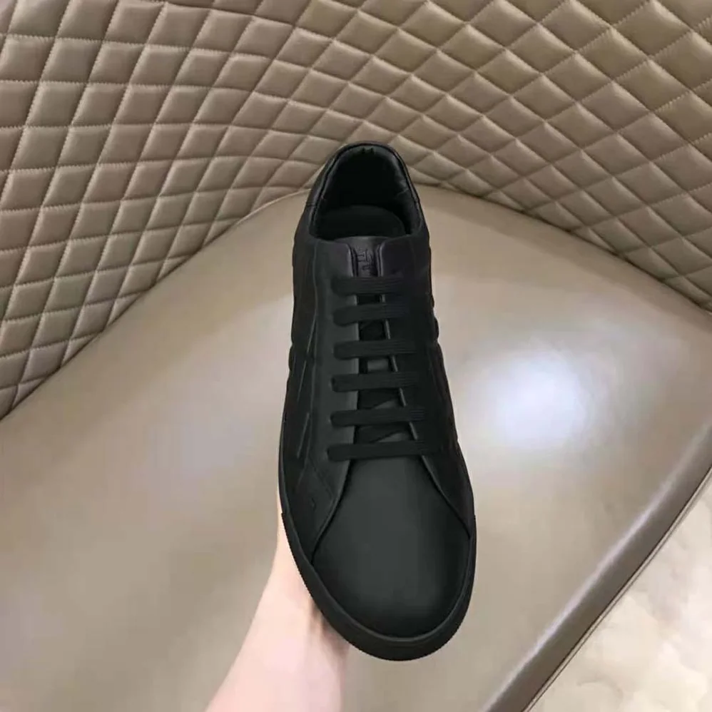 Fendi Black Nappa Leather Low-Tops with 3D Macro FF Motif for Men Fendi Black Nappa Leather Low-Tops with 3D Macro FF Motif for Men