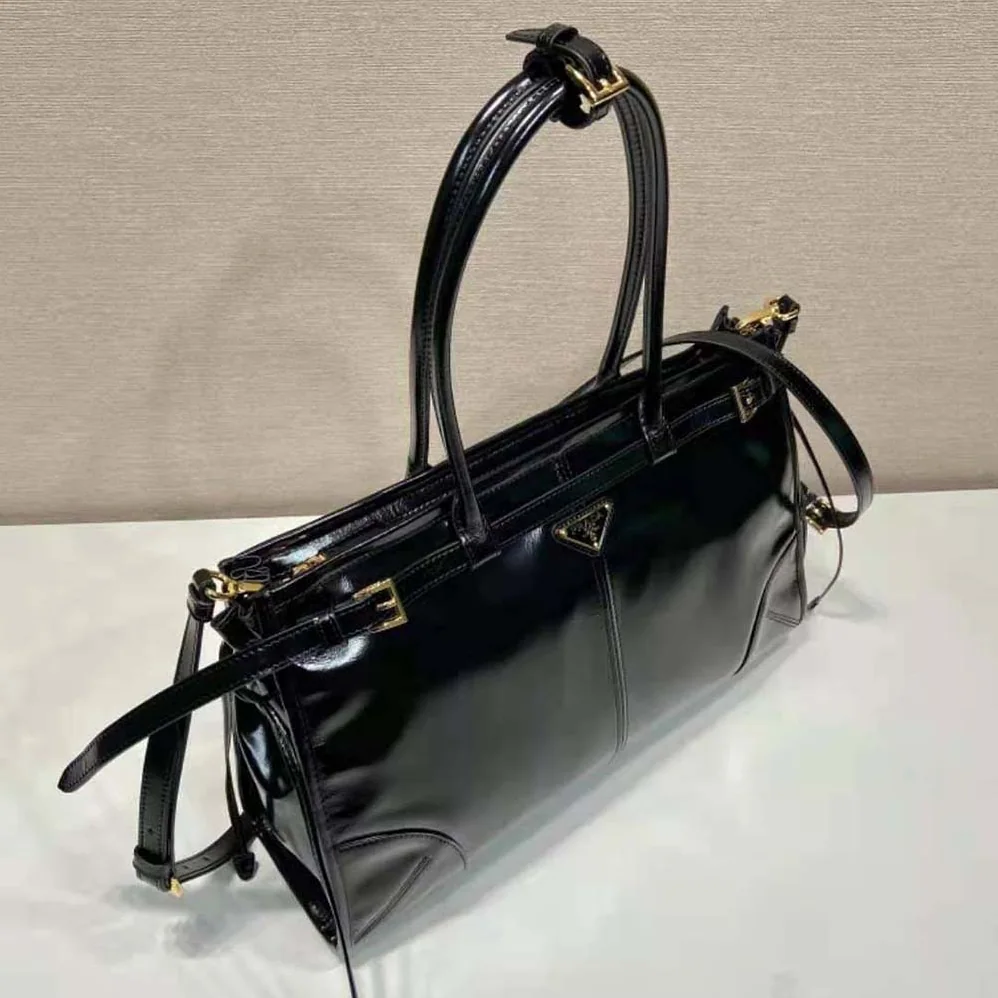Prada Large Leather Handbag for Women in Black