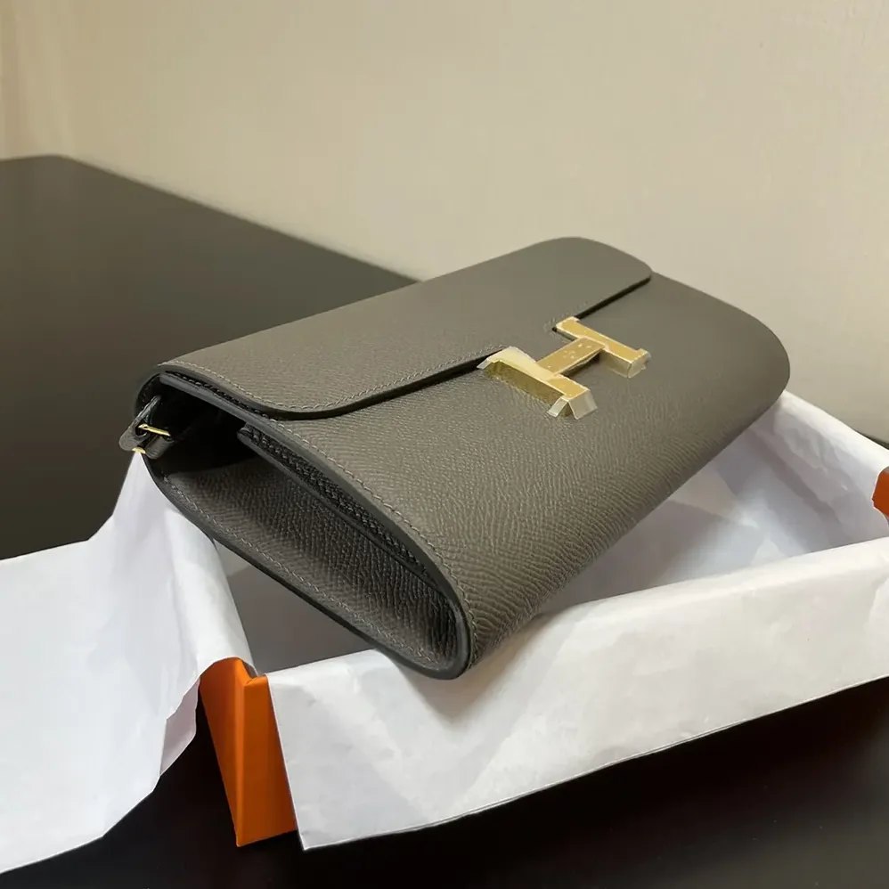 Hermes Constance Long To Go in Epsom Leather for Women in Grey/Gold Hermes Constance Long To Go in Epsom Leather for Women in Grey/Gold