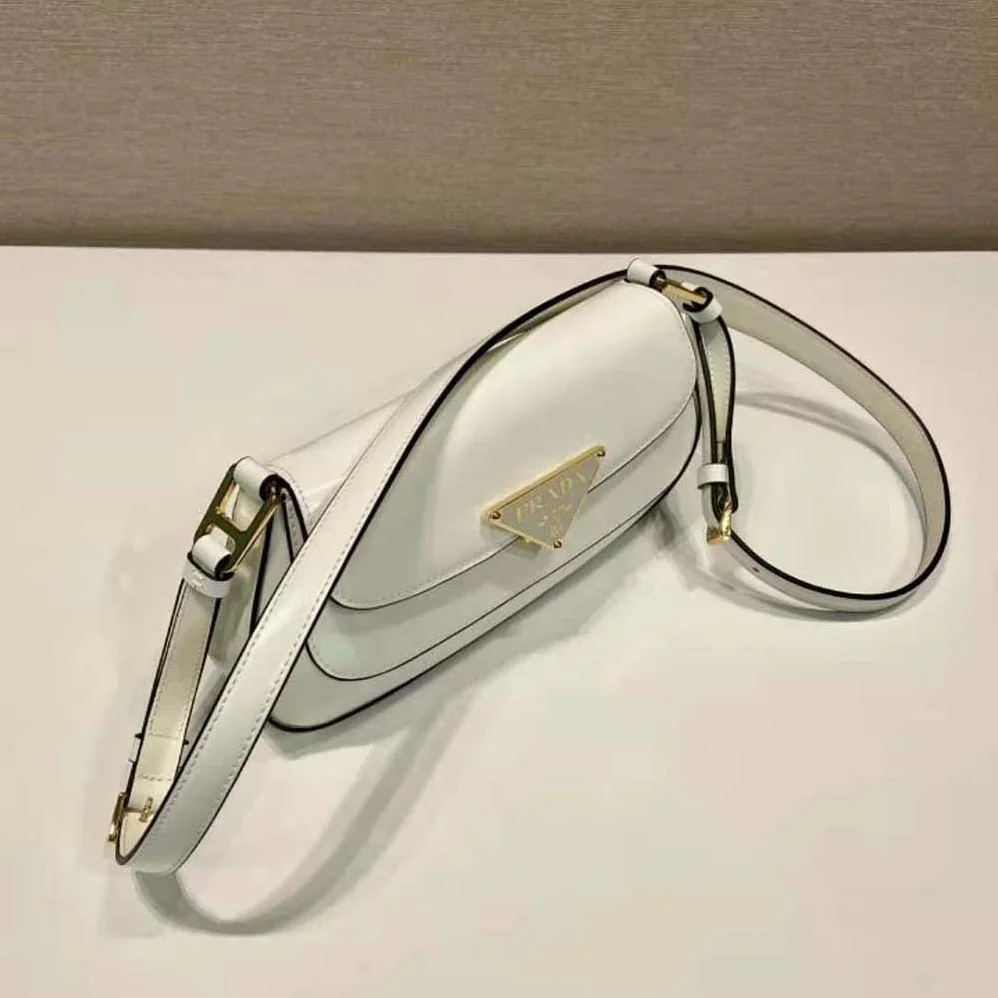 Prada Brushed Leather Shoulder Bag for Women in White