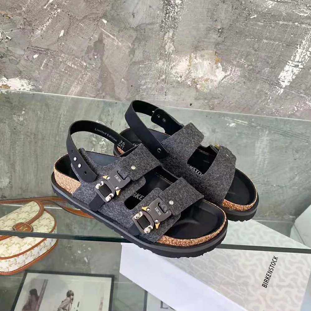 Dior By Birkenstock Milano Sandal Black Nubuck Calfskin for Men