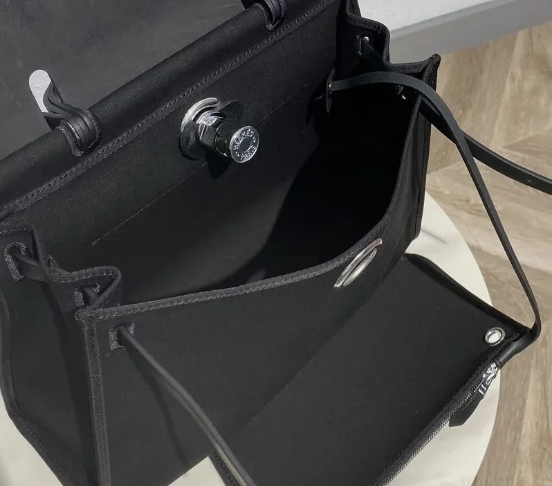 Hermes Herbag Zip Bag Black, Silver Toned Hardware Bag Hermes Herbag Zip Bag Black, Silver Toned Hardware Bag