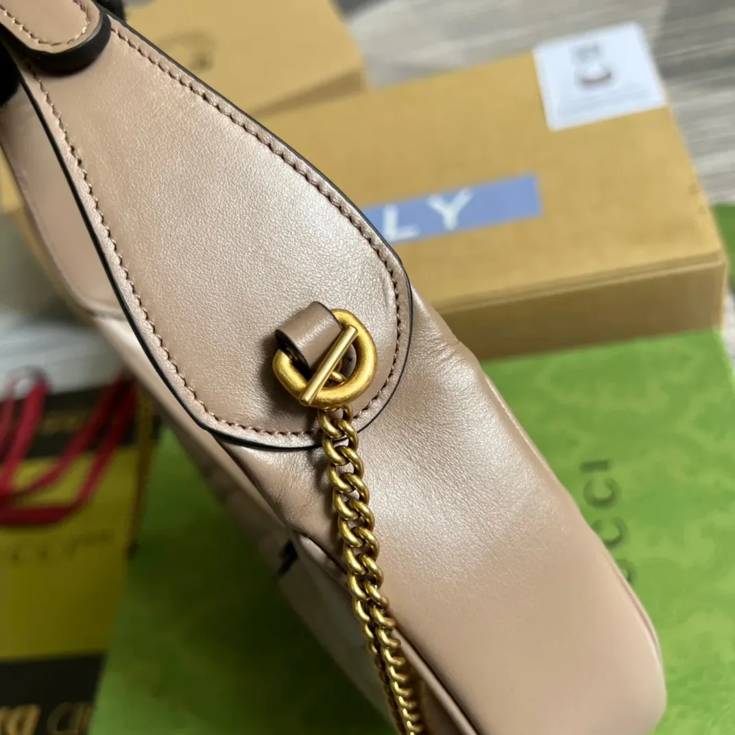 Gucci Marmont Half Moon Shaped Mini Bag Beige Gucci Marmont Half Moon Shaped Mini Bag Beige