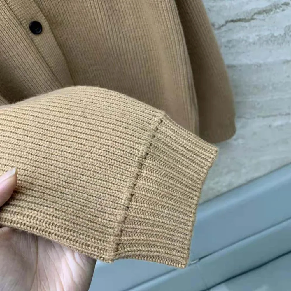 Miu Miu Wool and Nylon Knit Cardigan for Women in Beige Miu Miu Wool and Nylon Knit Cardigan for Women in Beige
