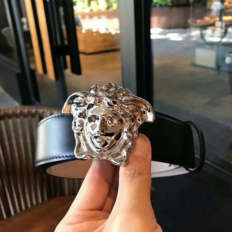 Versace Palazzo Belt with Medusa Buckle for Men in Black Versace Palazzo Belt with Medusa Buckle for Men in Black