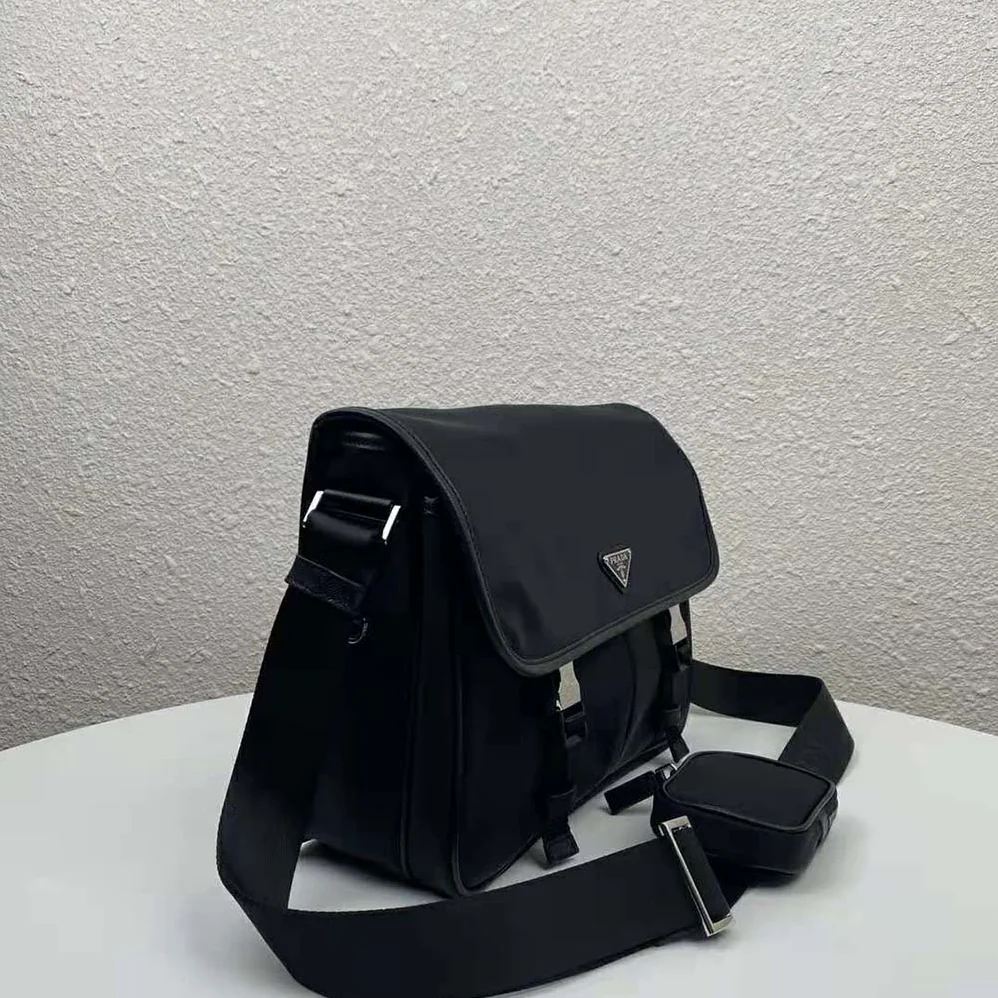 Prada Nylon Cross-Body Bag with Saffiano Leather Trim for Men in Black