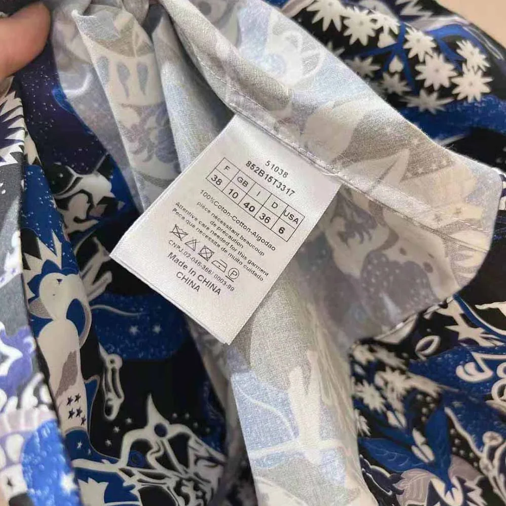 Dior Mid-Length Belted Dress Blue Dior Zodiac Fantastico Cotton Poplin for Women