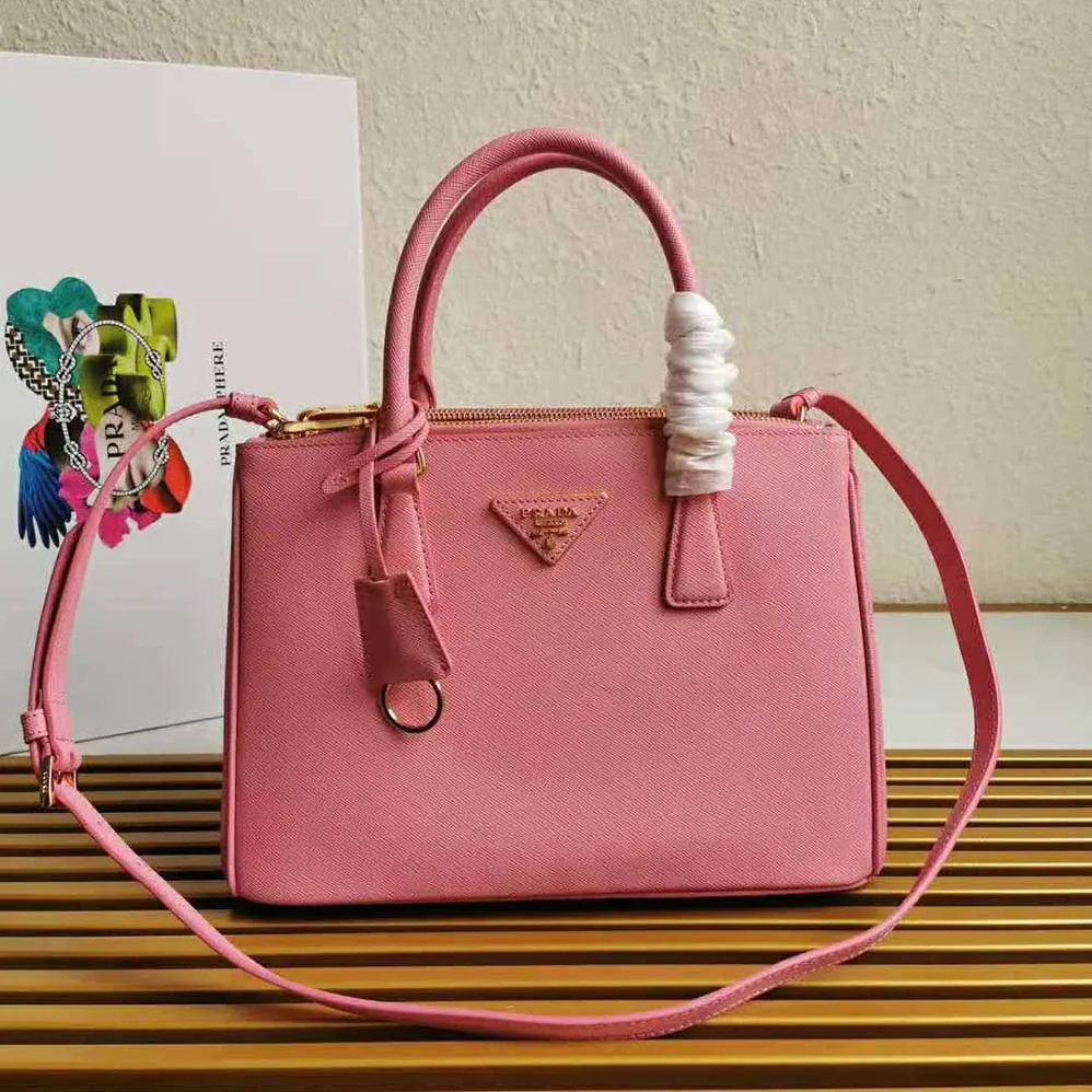 Prada Small Saffiano Leather Prada Galleria Bag for Women in Pink