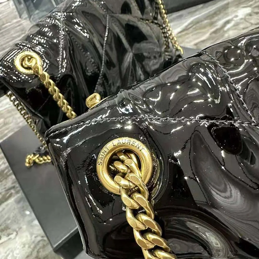 Saint Laurent YSL Puffer Small Chain Bag in Quilted Vinyle for Women in Black Saint Laurent YSL Puffer Small Chain Bag in Quilted Vinyle for Women in Black
