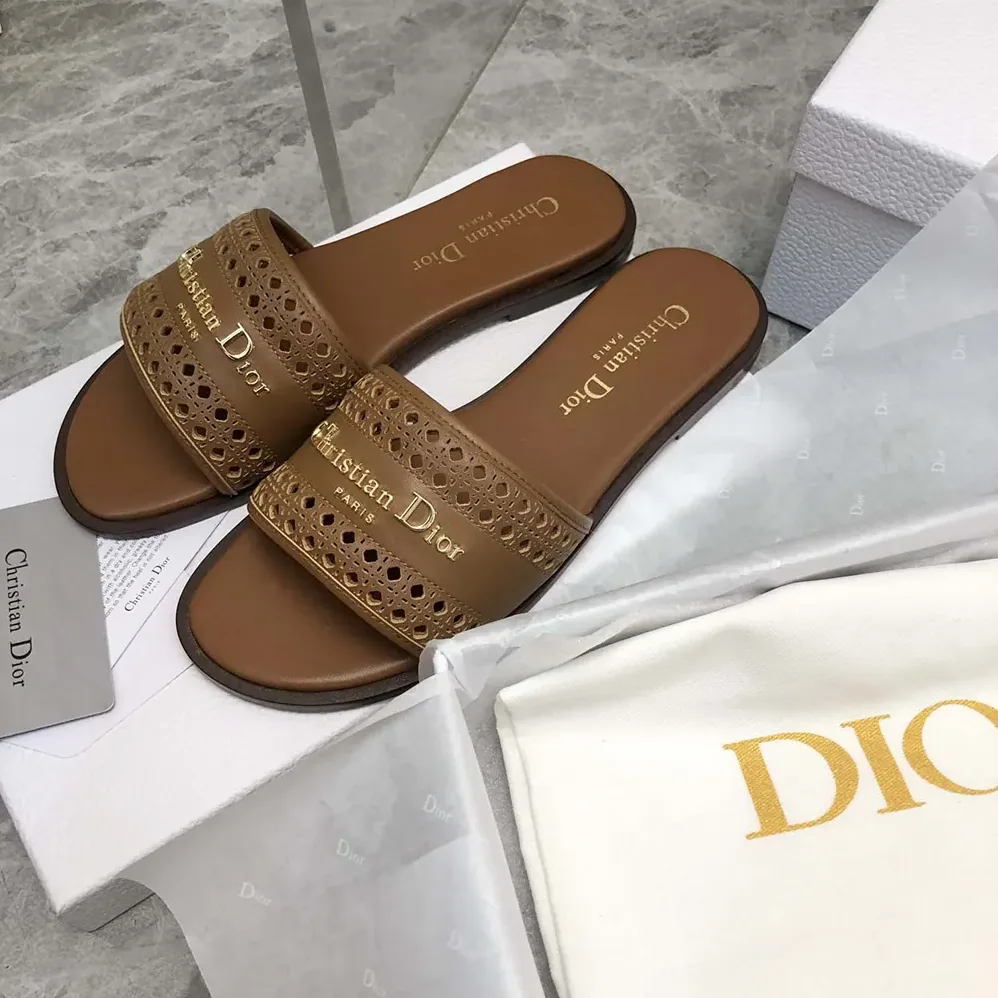 Dior Camel Calfskin with Openwork Microcannage Motif for Women Dior Camel Calfskin with Openwork Microcannage Motif for Women