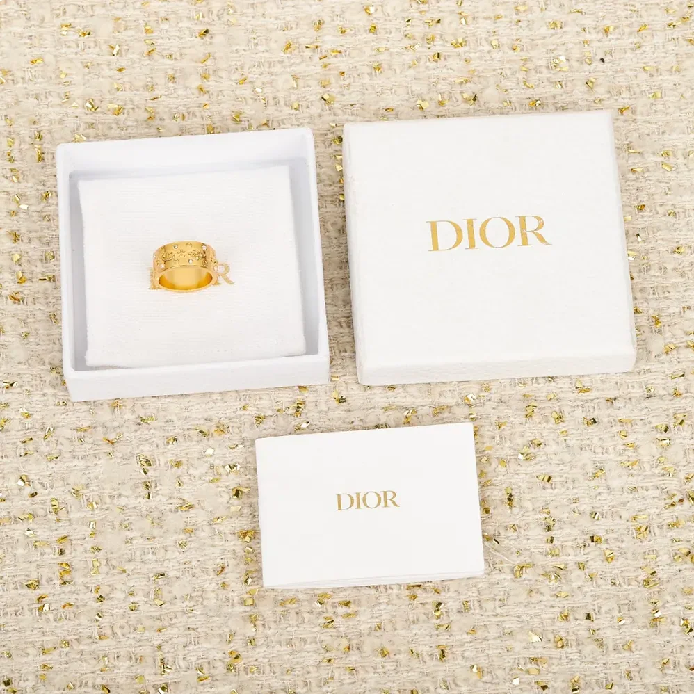 Dior Céleste Ring Gold-Finish Metal with White Resin Pearls and Silver for Women in Tone Crystals