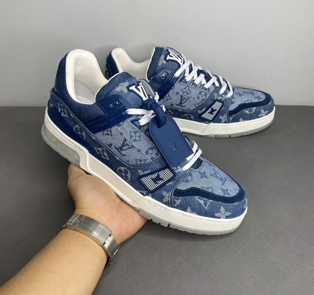 Louis Vuitton Trainer Sneaker Rubber Monogram Denim Blue Virgil Abloh