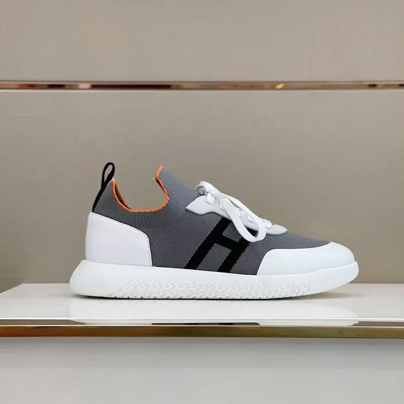 Hermes Depart Sneakers Grey in White Hermes Depart Sneakers Grey in White