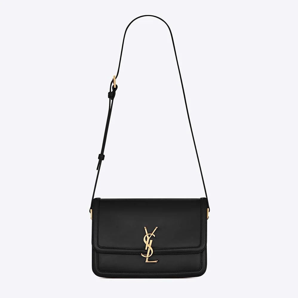 Saint Laurent YSL Solferino Medium Satchel in Box Saint Laurent Leather for Women in Black